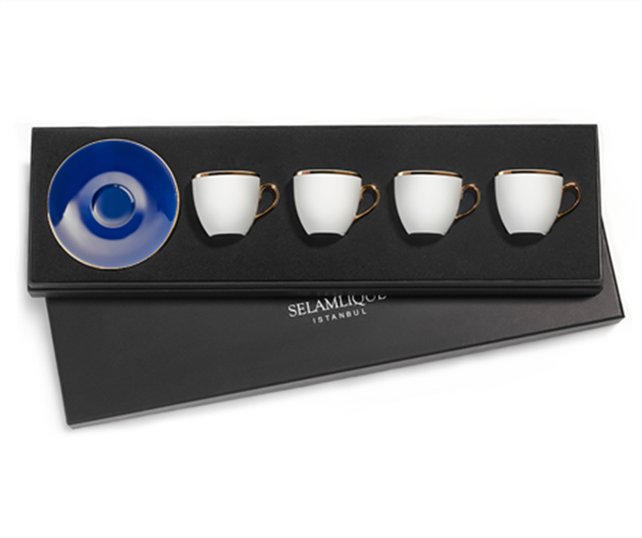 Set von 4 Kaffeetassen | Klassisches Blau