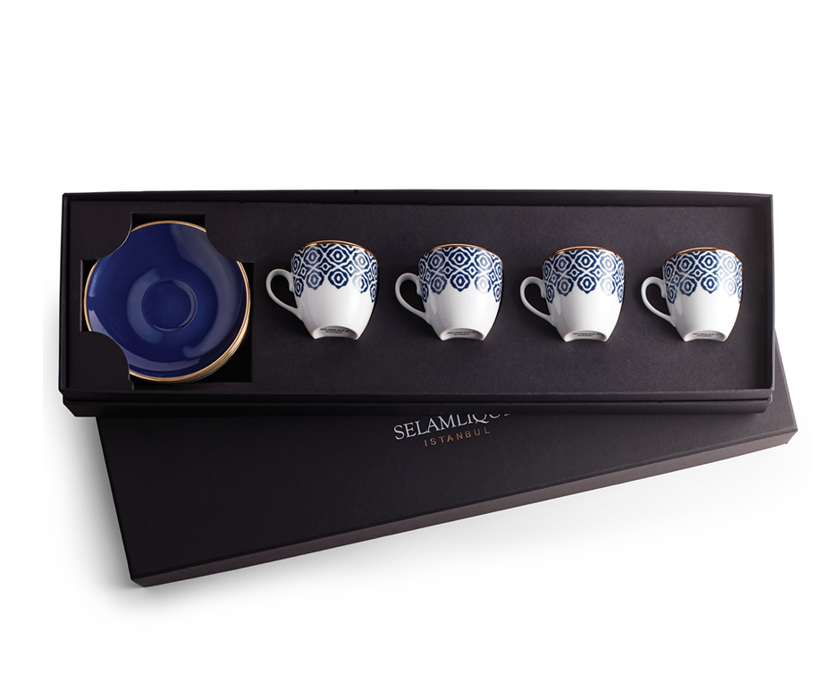 Set von 4 Kaffeetassen | Bleu Blanc Bleue