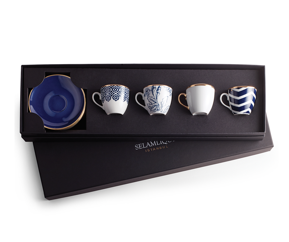 Set von 4 Kaffeetassen | Mischblau