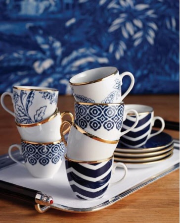 Set von 4 Kaffeetassen | Mischblau